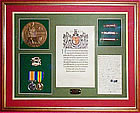 Framed medal display including whistles