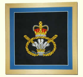 Example of a badge display mounted in a frame